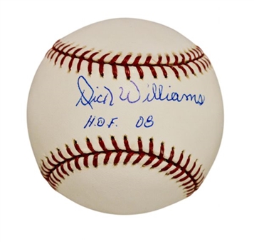 Dick Williams Single Signed Baseball with "H.O.F. 08" Inscription 